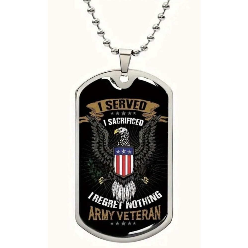 US Veteran Military Dog Tag Necklace Gift My Oath of Enlistment Patriot American